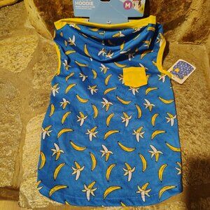 Vibrant Life Dog Banana Hoodie Shirt Size Medium NWT Blue Yellow